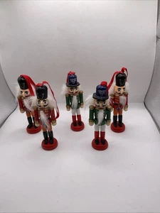 5 x Nutcracker Dolls Soldiers Wooden Christmas Tree Ornaments 10cm-11cm B - Picture 1 of 21