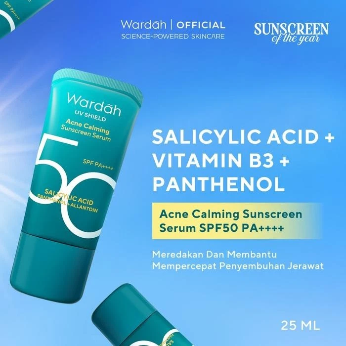 WARDAH UV Shield Acne Calming Sunscreen Serum SPF50 PA++++ Travel Pack 25ml 2pcs - Image 1 of 4