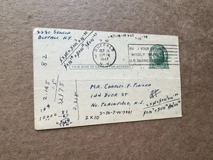 US 1940s Dr CF Pinzka Postal Card (11) +Renown Mathematician  +Math Discussion - Picture 1 of 2