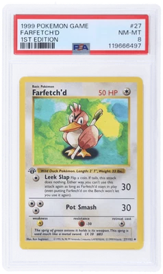 1999 Pokemon Base Set Farfetch'D 1st Edition #27 PSA 8 - Image 1 of 2