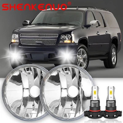 For 2007-2014 Chevy Tahoe Suburban GMC Yukon XL 1500 Chrome LED Fog Lights - Image 1 of 4