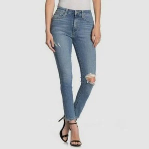 $311 Joe's Women's Blue Jeans Straight Leg High Waist Ripped Denim Pants Size 28 - Picture 1 of 2