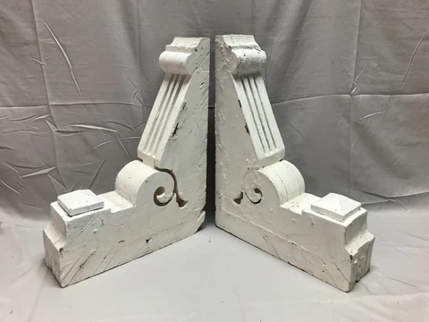 Pair Antique Shabby Victorian Wood Corbels Gingerbread VTG Old Chic 866-23B Cover