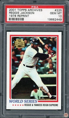2001 TOPPS ARCHIVES REGGIE JACKSON 1978 REPRINT #225 PSA 10 POP 2 (449) - Image 1 of 2