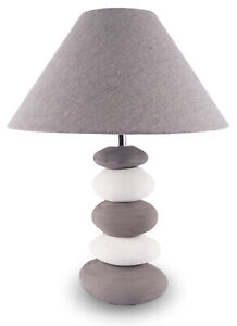 Lámpara H X B: 42x30cm Gris Blanco Adornos de Piedra Lámpara de Mesa Diseño