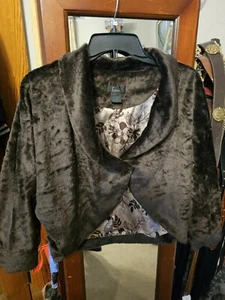 Frenchi Faux Fur Brown Bolero Jacket Vintage Size Large - Picture 1 of 4