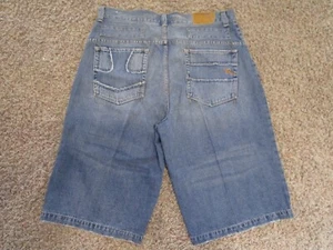 Vtg Rocawear Denim Jean Shorts Mens 40 Hip Hop Baggy Distressed Y2K Embroidered - Picture 1 of 8