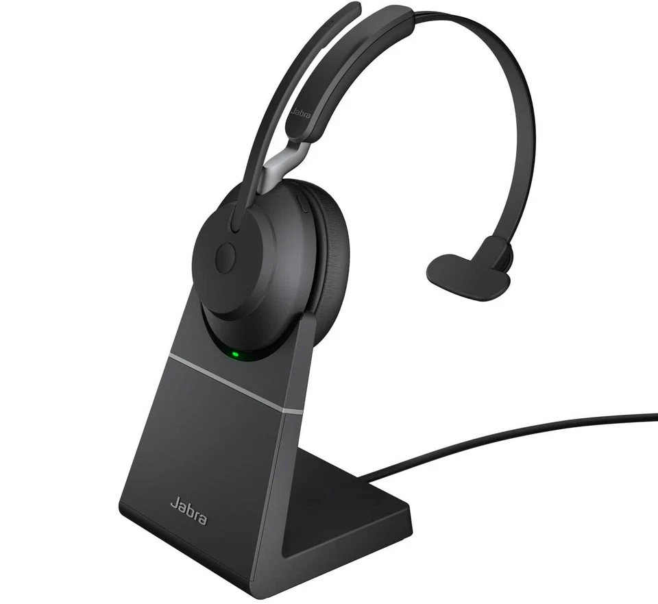 Jabra Evolve2 65 MS  Wireless Mono Headset Kopfhörer + Ladestation, Schwarz - Bild 1 von 4