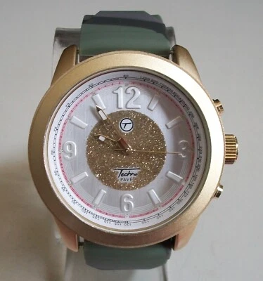 Reloj de hip hop de moda con banda de silicona de camuflaje acabado dorado Techno Pave para hombre Foto 1 de 4