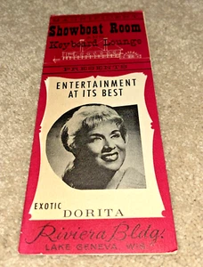 1960s SHOWBOAT ROOM & LOUNGE, Lake Geneva Wisc. EXOTIC DORITA / LOUIS ARMSTRONG - Picture 1 of 6