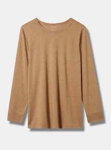 NWT Torrid Everyday Signature Jersey Crew Neck Long Sleeve Tee Camel 5X 28 - Picture 1 of 6