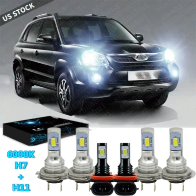 For Hyundai Tucson 2016-2018 - 6x 6000K LED Headlight Bulbs + Fog Lamp Combo Kit - Image 1 of 4