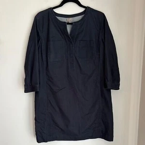 J. Jill Women’s 3/4 Sleeve stretch denim soft knee length Dress pockets large - Picture 1 of 9