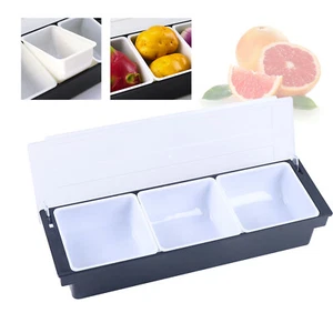 3 Tray Condiment Dispenser Compartment, Chilled Server Bar Fruit Caddy Food Box - Picture 1 of 11