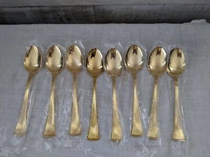 8 pc. GOLDEN ST. MORITZ BARCLAY GENEVE FLATWARE STAINLESS GOLD Soup Spoon Table - Picture 1 of 6
