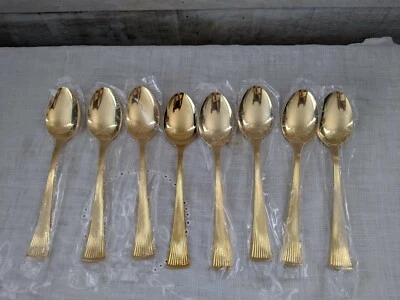 8 piezas. CUBIERTOS GOLDEN ST. MORITZ BARCLAY GENEVE ORO INOXIDABLE Mesa cuchara sopera Foto 1 de 4