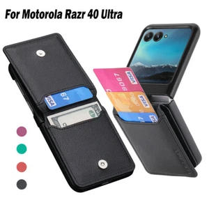 For Motorola Razr 40 Ultra Cards Holder Phone Case Slim Leather Shockproof Cover - Picture 1 of 17
