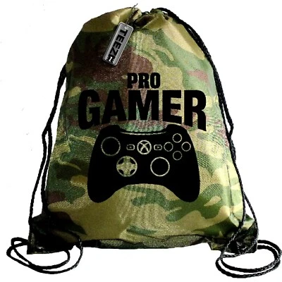 TEEZ Camouflage pro Gamer drawstring bag, Gaming Bag ,Swim bag, water resistant