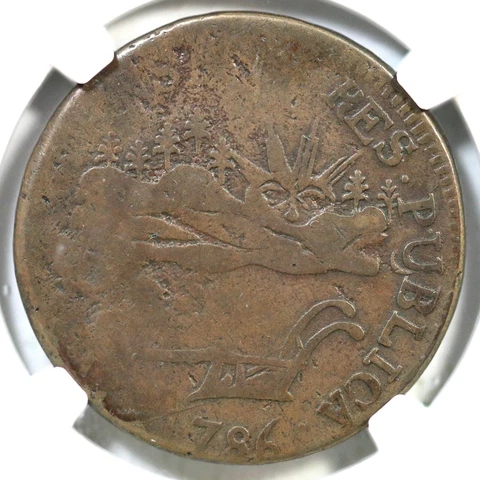1786 RR-6 R-3 NGC VG 10 Landscape Vermont Colonial Copper Coin Cover