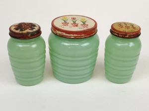 Vintage Fire King Anchor Hocking Tulpendeckel Salz & Pfefferstreuer und Fettglas - Bild 1 von 11