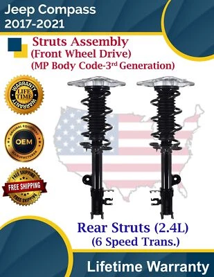 New OE Rear Struts For 2017-2021 Jeep Compass 2.4L 6 Speed 2WD Lifetime Warranty Foto 1 de 4
