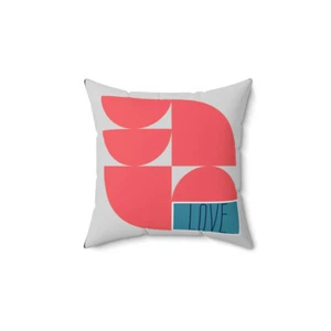 Love Spun Polyester Square Pillow Geometric Vintage Modern Accent Design 70s 60s - Picture 1 of 4