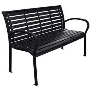 Outdoor Patio Bench Garden Bench with Armrests for Yard Steel and WPC vidaXL - Picture 1 of 6