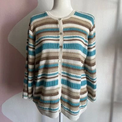 Cárdigan Vintage Rayas, Y2K Boho Phoebe Buffay Hippie Grande Foto 1 de 4