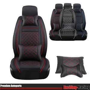 Leatherette Front Car Seat Covers Full Set Cushion Protector Universal 4 Season - Picture 1 of 74