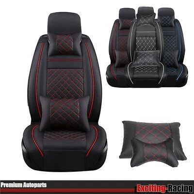 Leatherette Front Car Seat Covers Full Set Cushion Protector Universal 4 Season - Image 1 of 4