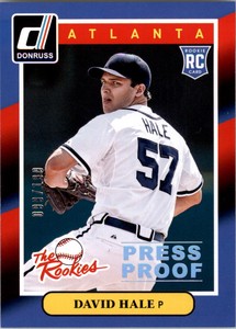2014 Donruss The Rookies Press Proofs Silver Baseball Card #40 David Hale/199