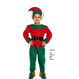 Nuevo Disfraz de Elfo Infantil Ayudante de Papá Noel Niños Niños Navidad Vestido Elegante Conjunto - Imagen 1 de 1