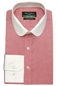 Camisa formal de oficina Penny Club con cuello de bebé roja tomate lisa persianas pico para hombre - Imagen 1 de 7