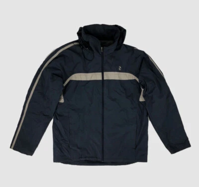 $94 IZOD Para hombres Azul Con Capucha Cortavientos Invierno Largo Cremallera Completa Abrigo Chaqueta Talla L Foto 1 de 4
