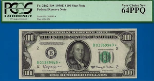 1950E $100 Federal Reserve Note PCGS 64PPQ rare wanted New York star Fr 2162-B* - Picture 1 of 3