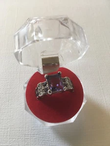 Anello Fascia Viola Bianco Rodiato Misura 8 - Foto 1 di 12