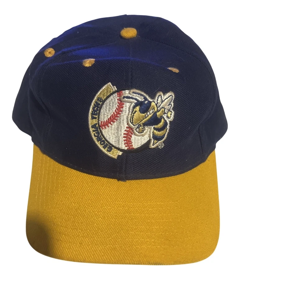 Chaqueta de los 90 Georgia Tech deletreada dos tonos amarilla sombrero vintage Foto 1 de 4