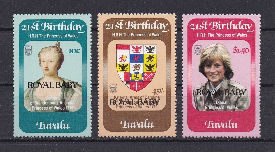 Tuvalu  173-5 MNH, Royal Baby Overprints, 1982 - Image 1 of 1