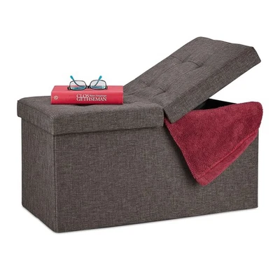 Baul almacenamiento puff plegable acolchado baúl organizador taburete plegable - Imagen 1 de 2