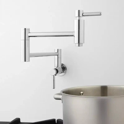 Signature Hardware Contemporary Retractable Wall‑Mount Pot Filler Chrome,,,,,,,, - Image 1 of 4