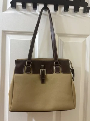 Cartera de hombro Etienne Aigner mezcla de lino e imitación cuero doble asa OFICINA Foto 1 de 4