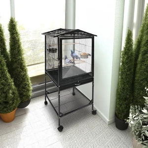 Large Rolling Bird Cage Cockatiels Bird Cage Iron with Stand Pet Supplies - Picture 1 of 14