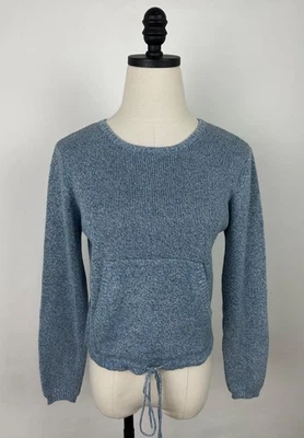 Suéter Recortado Vintage Años 90 Para Mujer XS Bebé Azul Metálico Plateado Cordón Y2K Foto 1 de 4