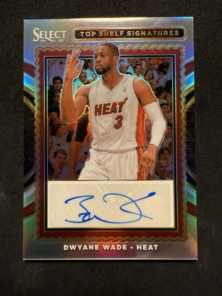 2024-25 Panini Select Dwyane Wade Estante Superior Firmas Plata Prizm Automático Foto 1 de 2