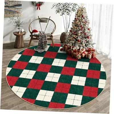  Tapete de área de Natal 5x5 redondo tapete circular lavável na máquina tapete de pilha baixa  - Imagem 1 de 4