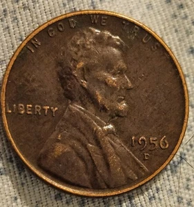 1956 D Lincoln Wheat Penny -"T" In Trust On Obverse Side Is Barely Visible - DDO - Picture 1 of 6