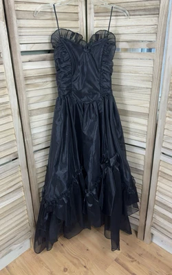 Vestido negro vintage Steppin Out para mujer encaje tul bruja talla de colección 9 pequeño Foto 1 de 4