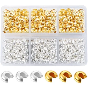 600 Pcs 4mm Crimp Beads for Jewelry Making Knot Covers Semicircular Bead Stopper - Bild 1 von 6