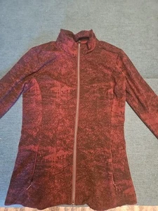 Chaqueta Athleta Shanti Jacquard Texturizada Cremallera Borgoña Negra Talla XS - Imagen 1 de 22