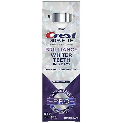 Pasta de dientes Crest 3D White Brilliance Pro esmalte protector 3 oz blanqueador cuidado bucal Foto 1 de 2